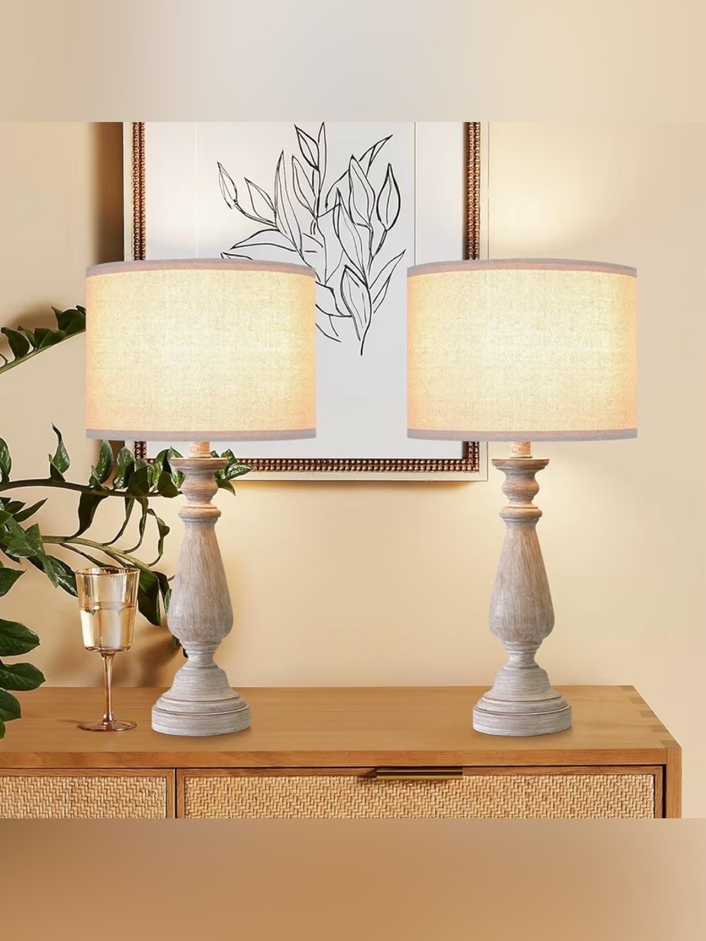 Set of 2 Beige Linen Drum Lamp Shades 11" for Table & Floor Lamps, New.